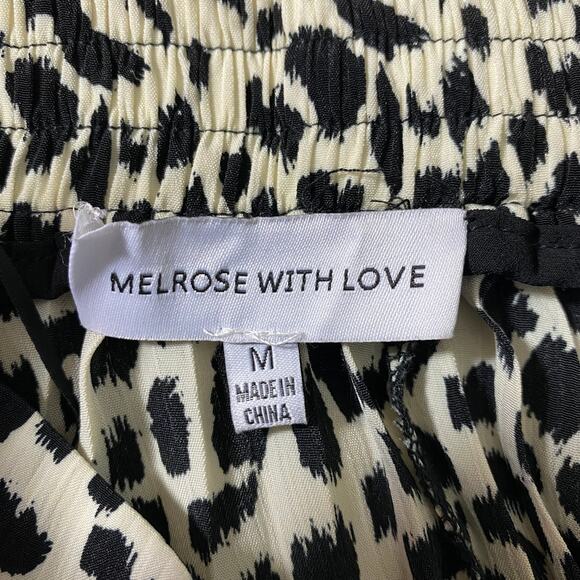 Melrose with Love Animal Print Maxi Skirt Women M Black Cream Pleated Accordion - Picture 4 of 8